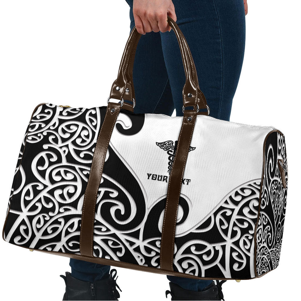 Personalised New Zealand Nurse Travel Bag Maori Koru Black Version LT05 - Polynesian Pride