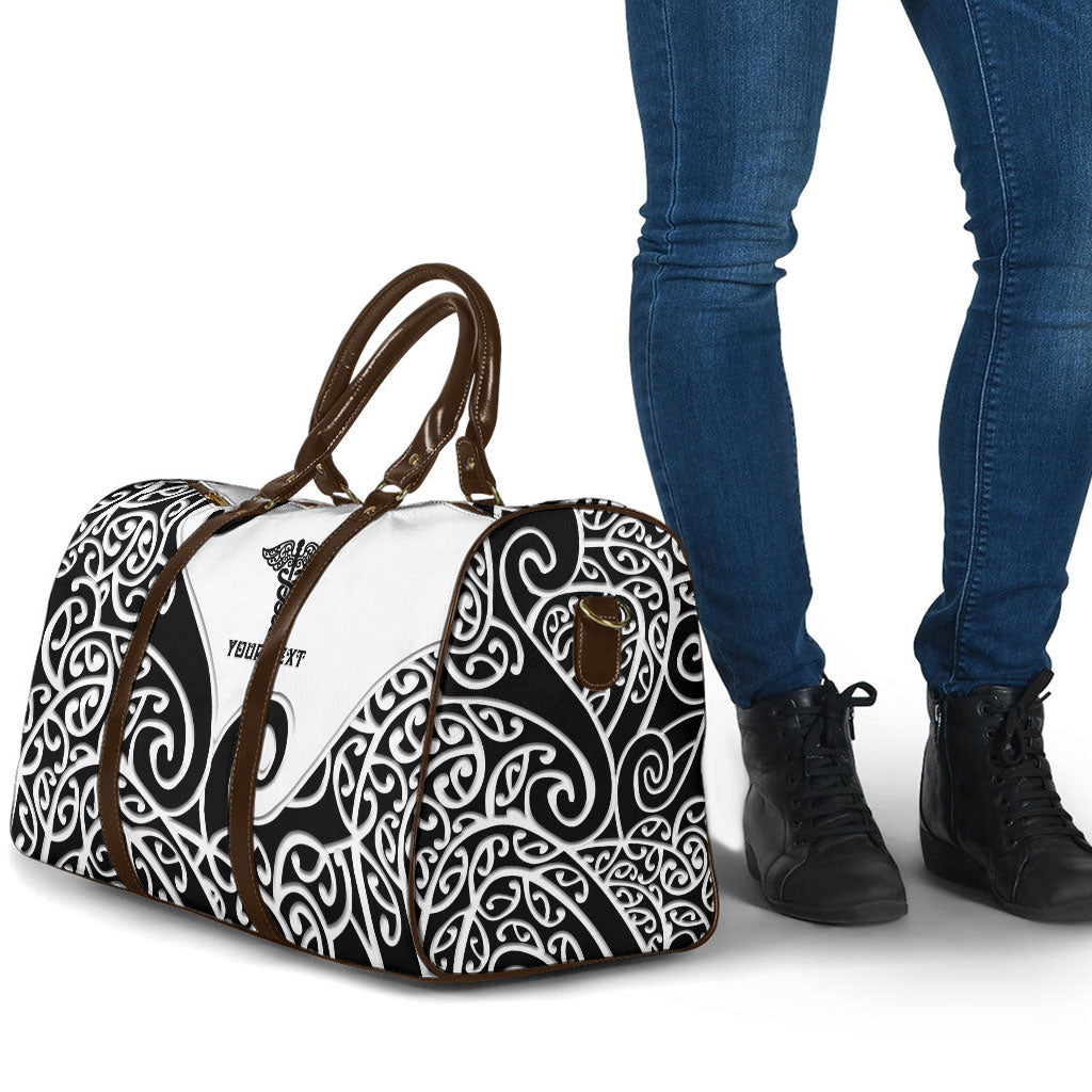 Personalised New Zealand Nurse Travel Bag Maori Koru Black Version LT05 - Polynesian Pride