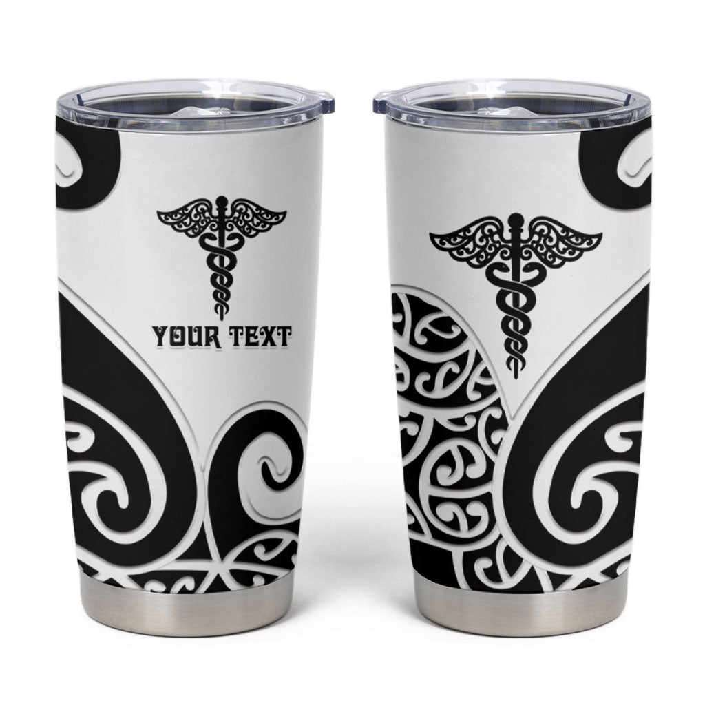 Personalised New Zealand Nurse Tumbler Cup Maori Koru Black Version LT05 Black - Polynesian Pride