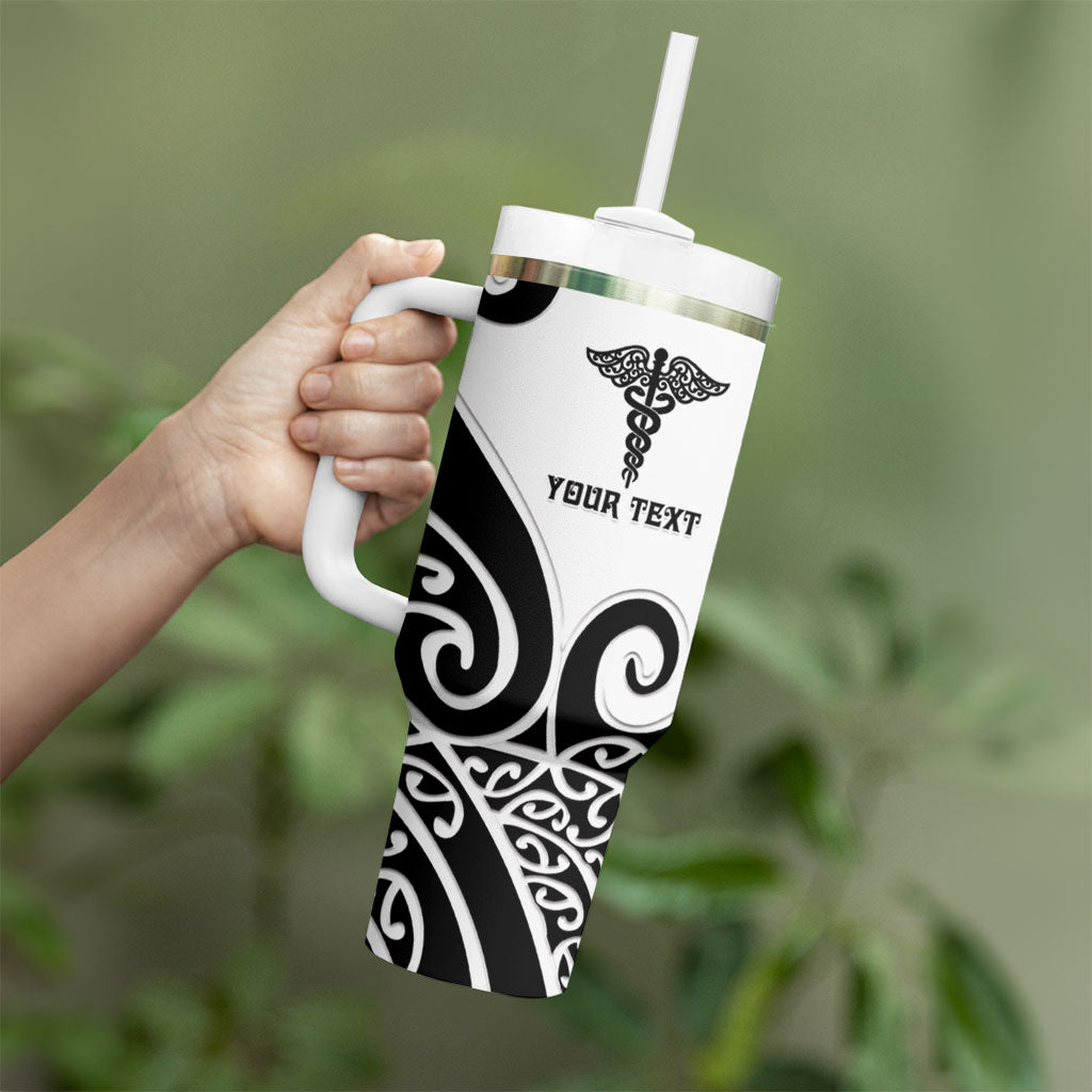 Personalised New Zealand Nurse Tumbler With Handle Maori Koru Black Version LT05 - Polynesian Pride