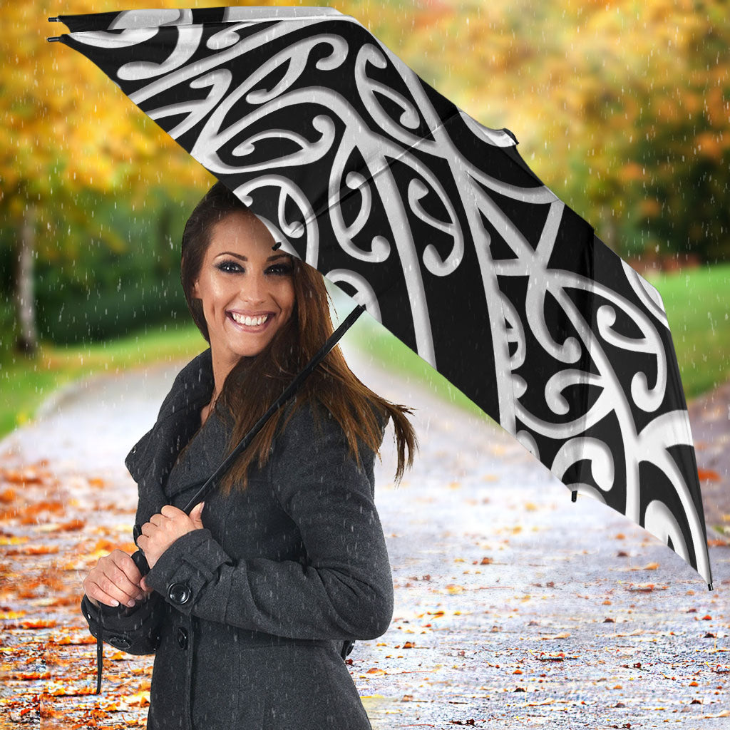 Personalised New Zealand Nurse Umbrella Maori Koru Black Version LT05 - Polynesian Pride