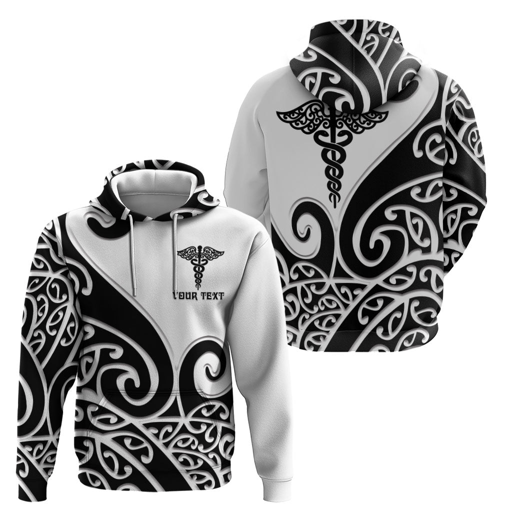 Personalised New Zealand Nurse Zip Hoodie Maori Koru Black Version LT05 - Polynesian Pride