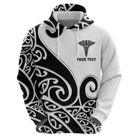 Personalised New Zealand Nurse Zip Hoodie Maori Koru Black Version LT05 - Polynesian Pride