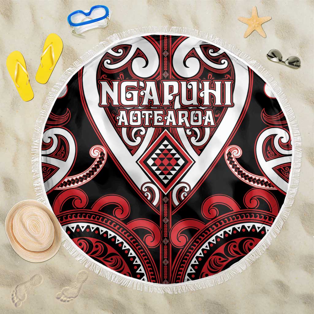 Aotearoa Ngapuhi Beach Blanket Maori Tribal Pattern LT05 One Size 150cm Red - Polynesian Pride