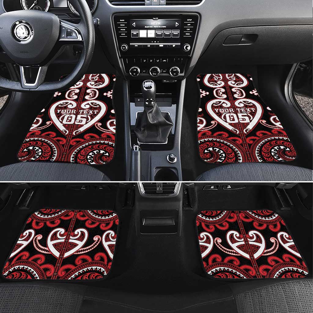 Aotearoa Ngapuhi Car Mats Maori Tribal Pattern LT05 Set 4pcs Red - Polynesian Pride