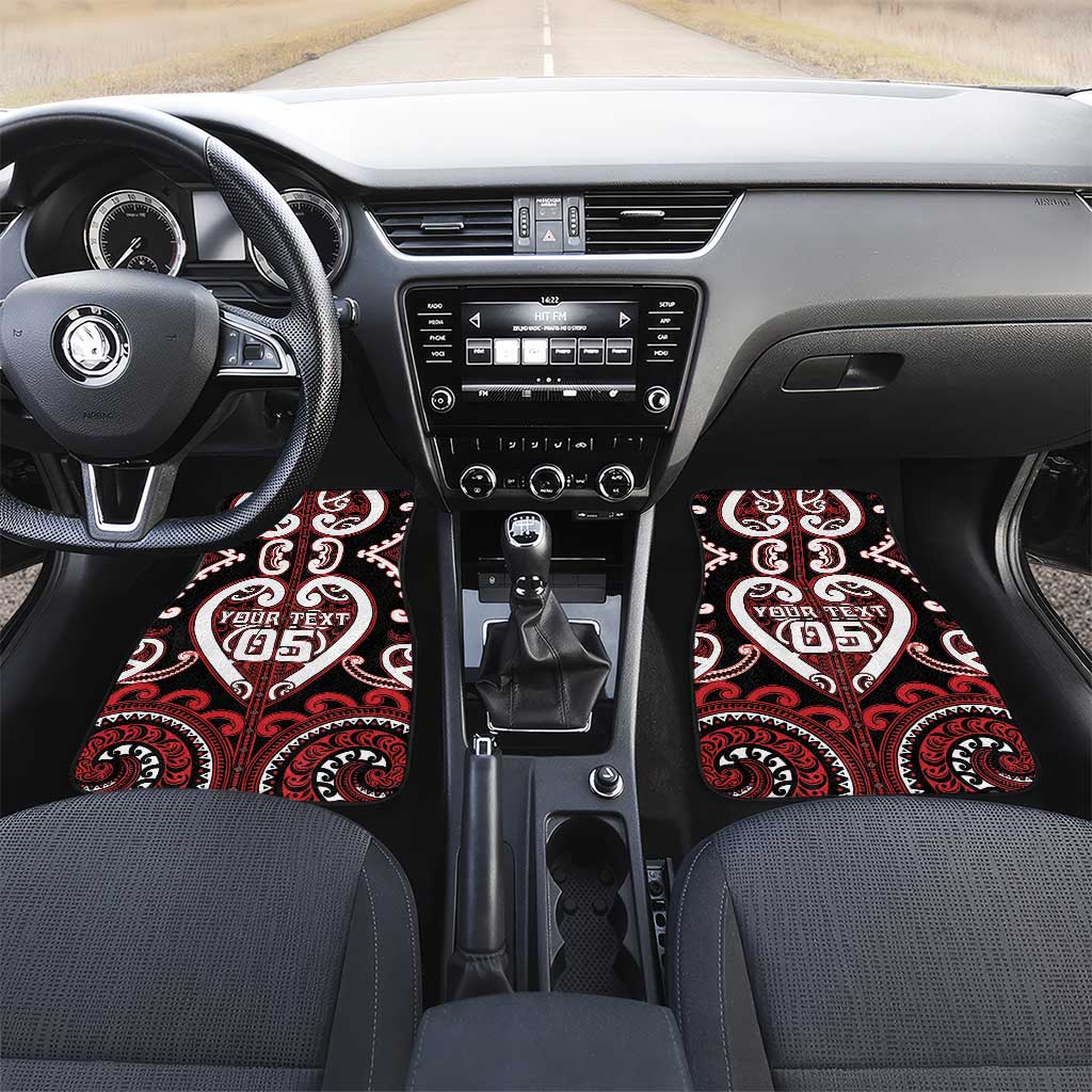 Aotearoa Ngapuhi Car Mats Maori Tribal Pattern LT05 Set 2pcs - Front Red - Polynesian Pride