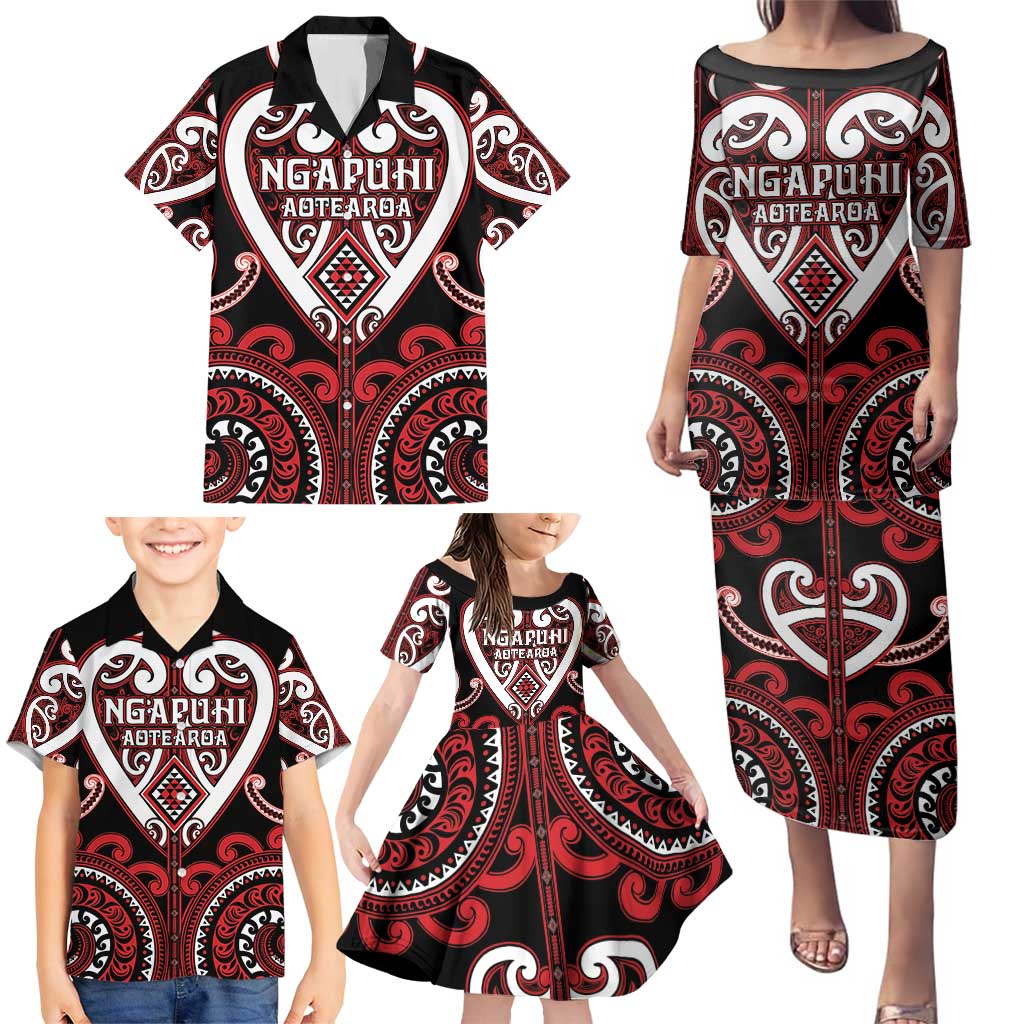 Custom Aotearoa Ngapuhi Family Matching Puletasi and Hawaiian Shirt Maori Tribal Pattern LT05 - Polynesian Pride