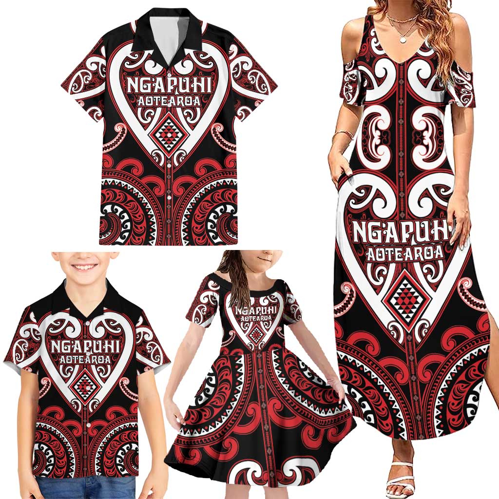 Custom Aotearoa Ngapuhi Family Matching Summer Maxi Dress and Hawaiian Shirt Maori Tribal Pattern LT05 - Polynesian Pride