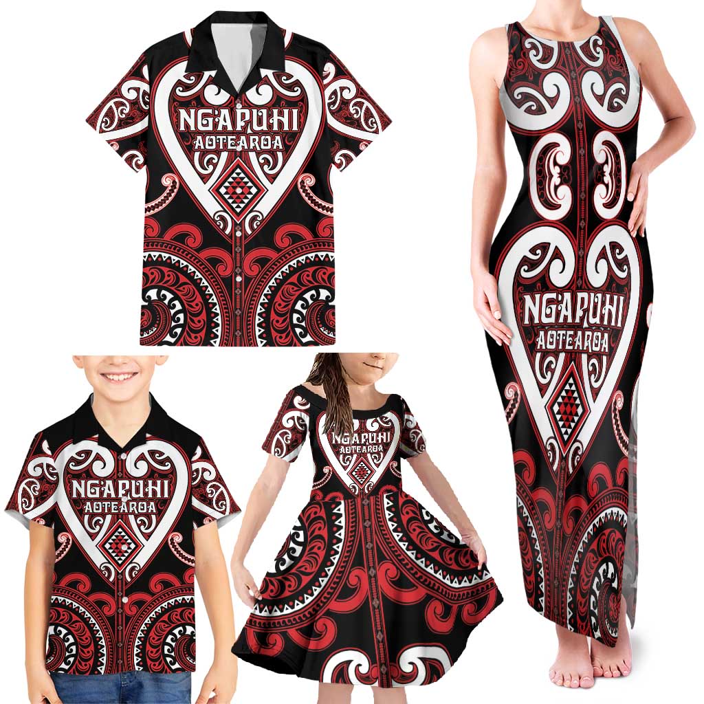 Custom Aotearoa Ngapuhi Family Matching Tank Maxi Dress and Hawaiian Shirt Maori Tribal Pattern LT05 - Polynesian Pride