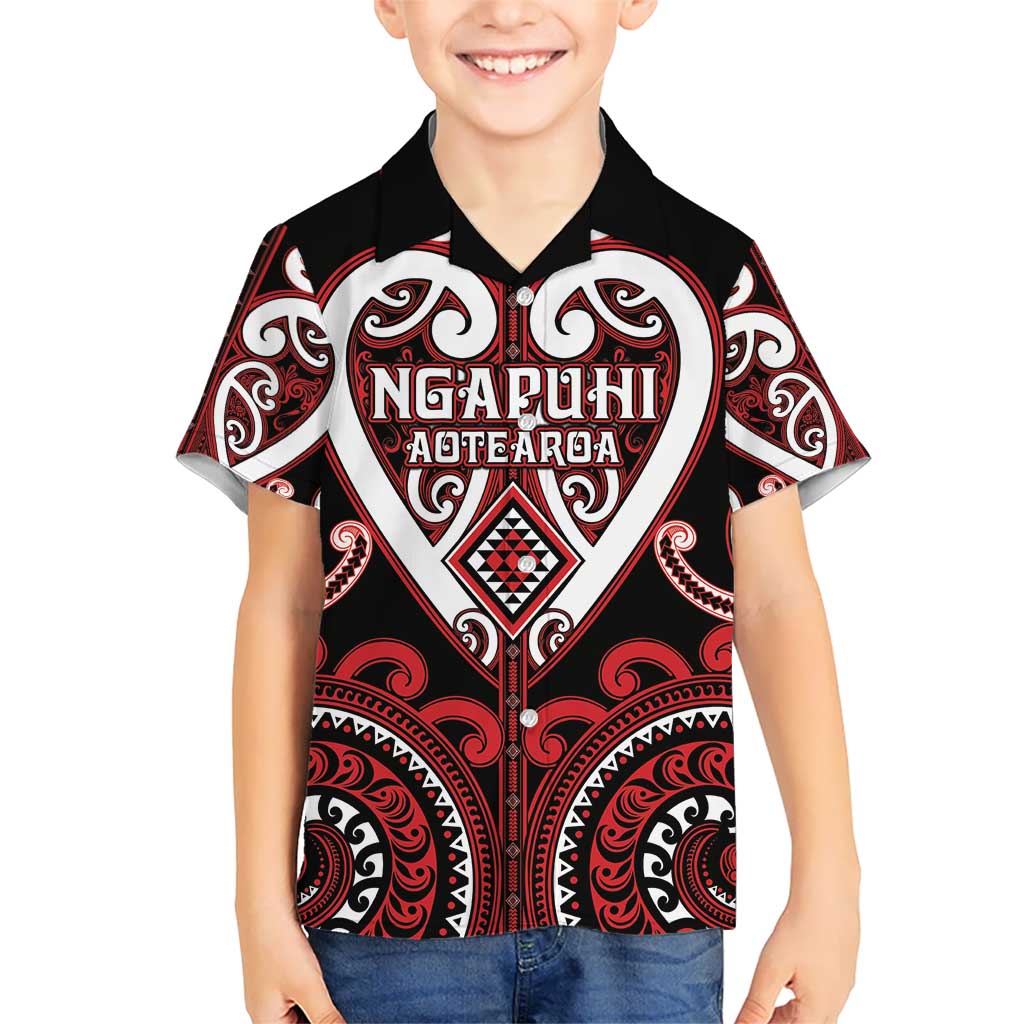 Custom Aotearoa Ngapuhi Kid Hawaiian Shirt Maori Tribal Pattern