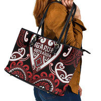 Aotearoa Ngapuhi Leather Tote Bag Maori Tribal Pattern LT05 - Polynesian Pride