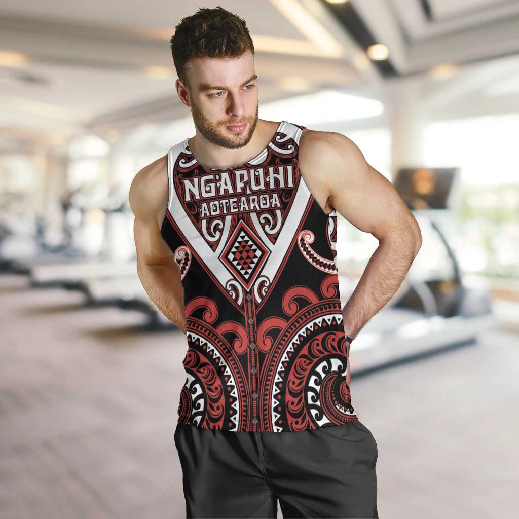 Custom Aotearoa Ngapuhi Men Tank Top Maori Tribal Pattern LT05 Red - Polynesian Pride