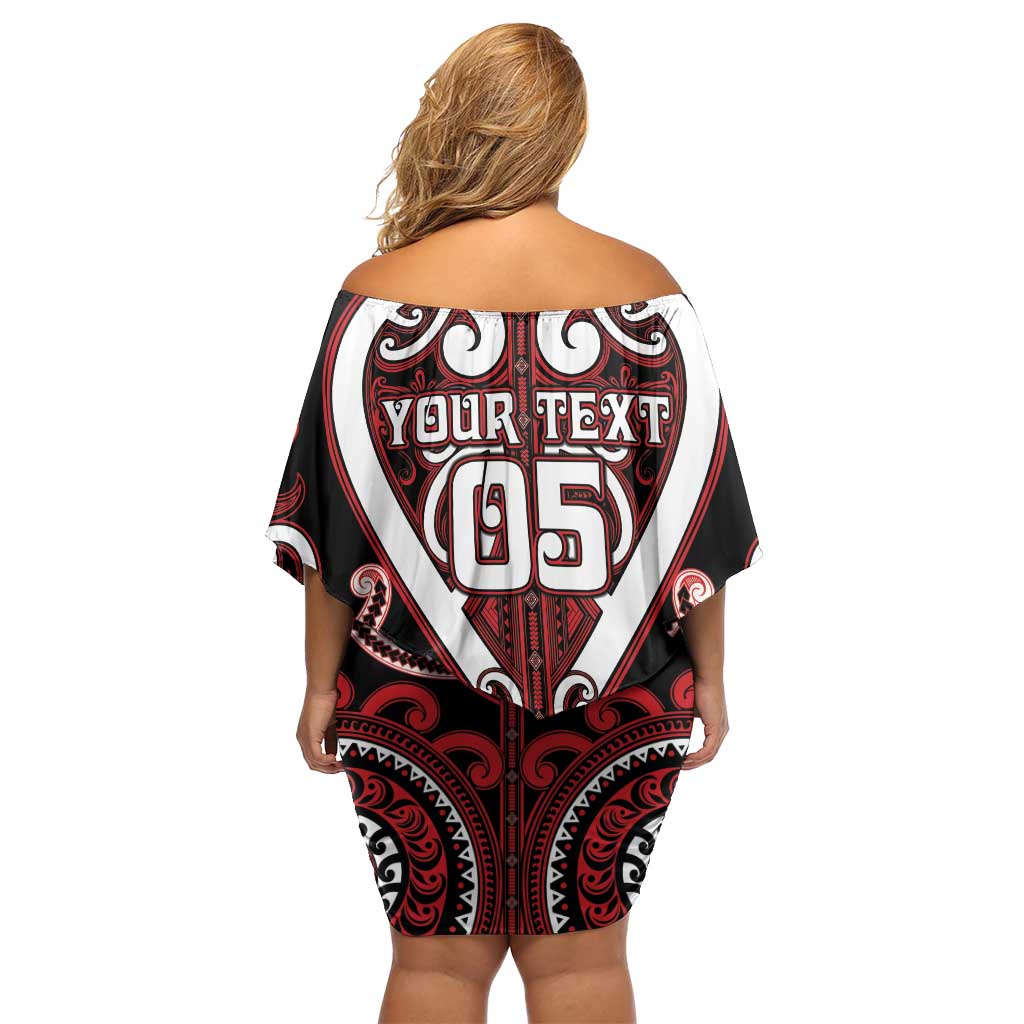 Custom Aotearoa Ngapuhi Off Shoulder Short Dress Maori Tribal Pattern