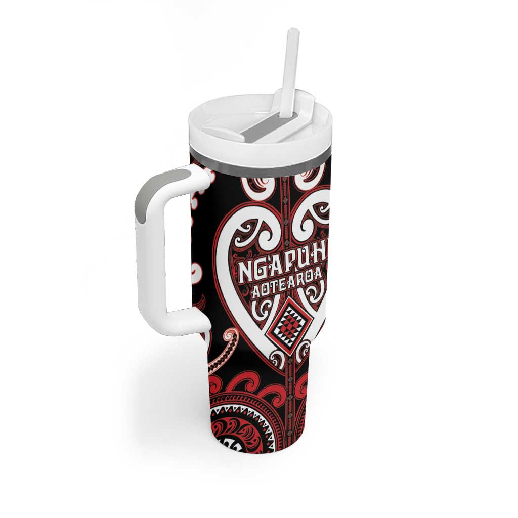 Custom Aotearoa Ngapuhi Tumbler With Handle Maori Tribal Pattern