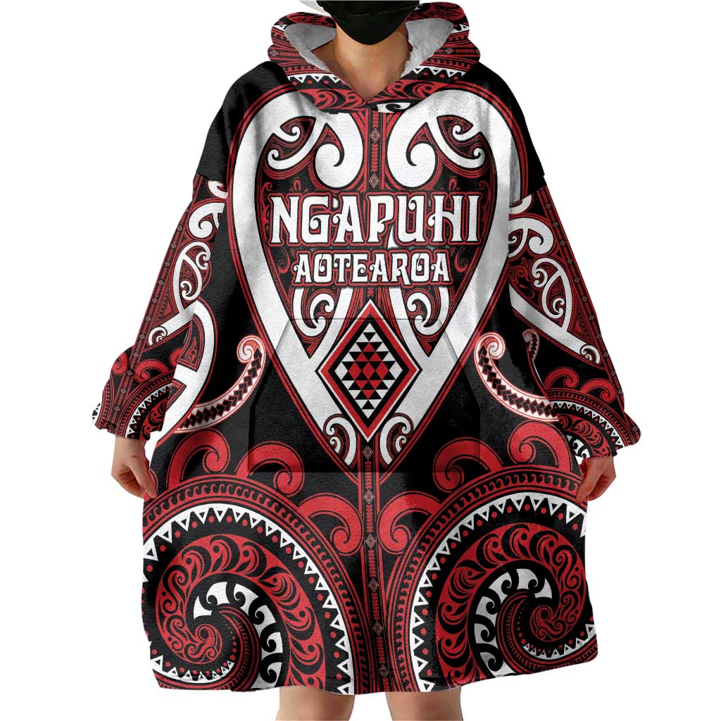 Custom Aotearoa Ngapuhi Wearable Blanket Hoodie Maori Tribal Pattern LT05 - Polynesian Pride