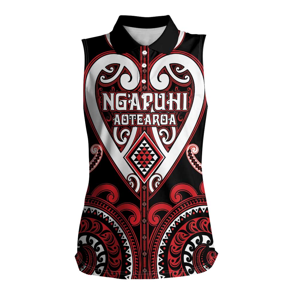 Custom Aotearoa Ngapuhi Women Sleeveless Polo Shirt Maori Tribal Pattern