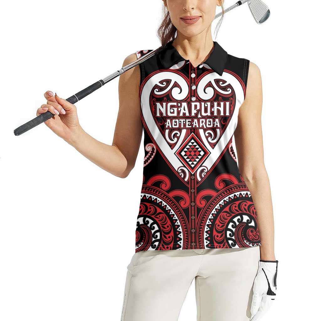 Custom Aotearoa Ngapuhi Women Sleeveless Polo Shirt Maori Tribal Pattern