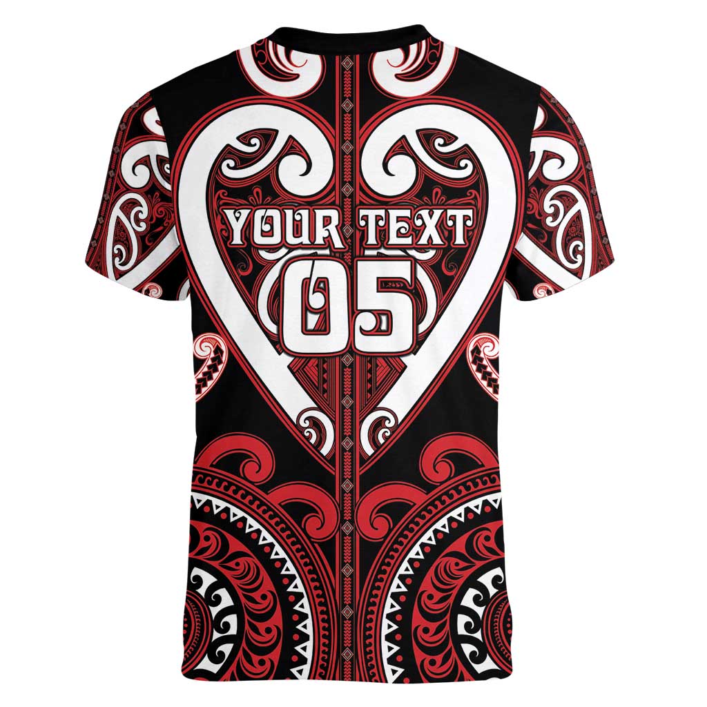 Custom Aotearoa Ngapuhi Women V-Neck T-Shirt Maori Tribal Pattern