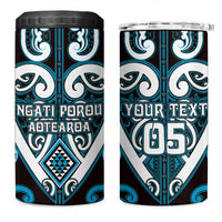 Custom Aotearoa Ngati Porou 4 in 1 Can Cooler Tumbler Maori Tribal Pattern LT05 One Size: 16 oz Blue - Polynesian Pride