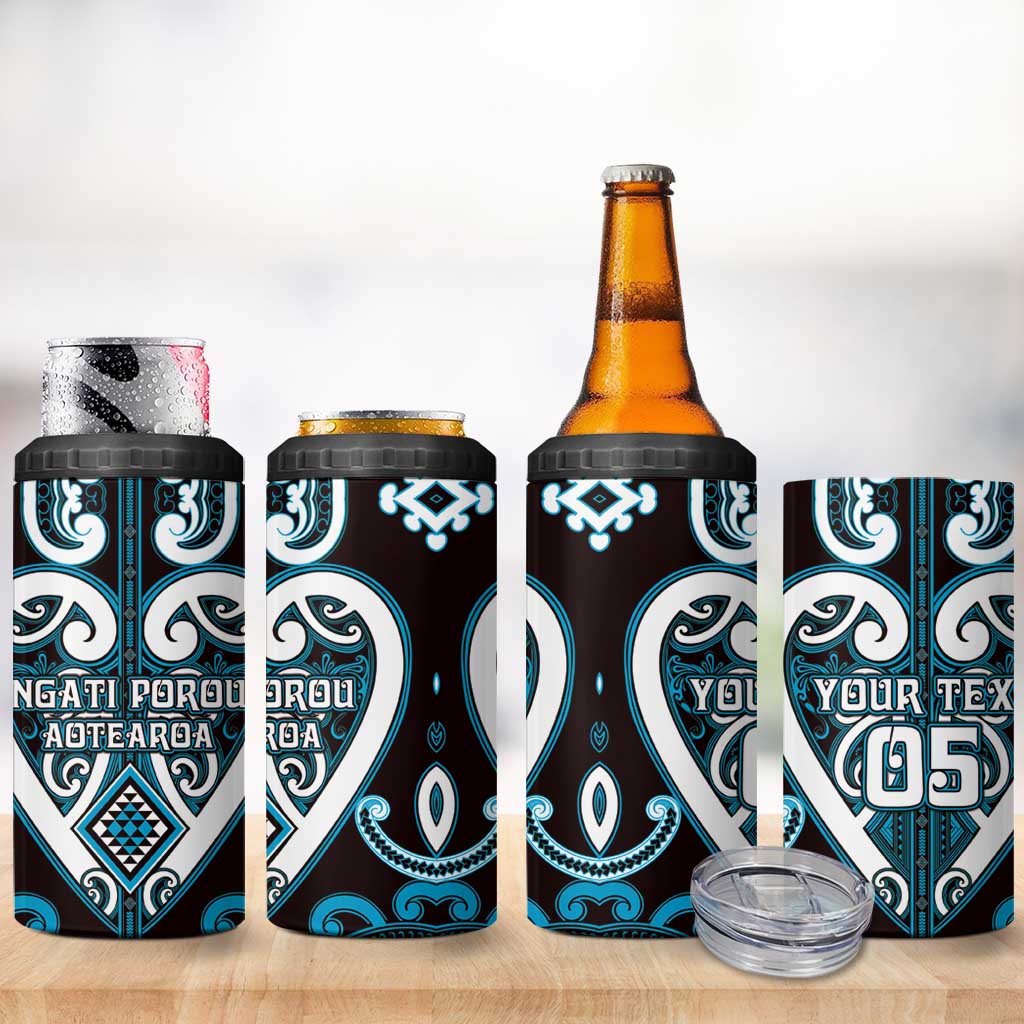 Custom Aotearoa Ngati Porou 4 in 1 Can Cooler Tumbler Maori Tribal Pattern LT05 - Polynesian Pride