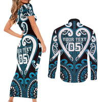 Custom Aotearoa Ngati Porou Couples Matching Short Sleeve Bodycon Dress and Long Sleeve Button Shirt Maori Tribal Pattern LT05 - Polynesian Pride