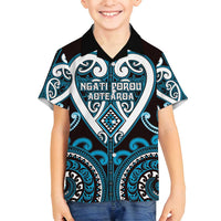 Custom Aotearoa Ngati Porou Family Matching Off Shoulder Maxi Dress and Hawaiian Shirt Maori Tribal Pattern