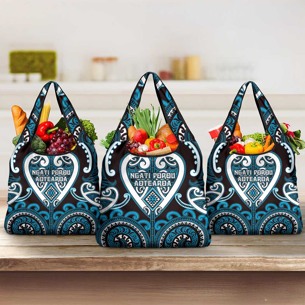 Aotearoa Ngati Porou Grocery Bag Maori Tribal Pattern LT05 3-pack One Size Blue - Polynesian Pride