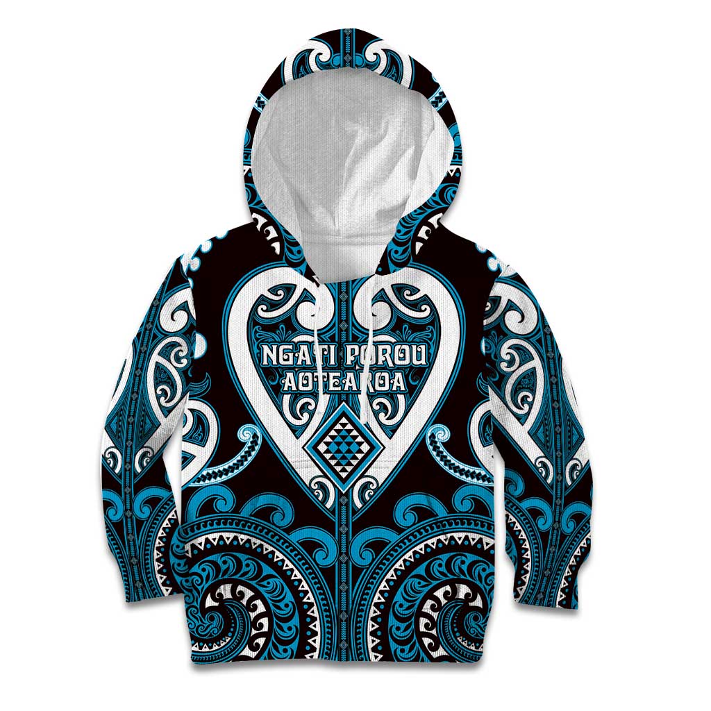 Custom Aotearoa Ngati Porou Kid Hoodie Maori Tribal Pattern