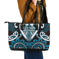 Aotearoa Ngati Porou Leather Tote Bag Maori Tribal Pattern
