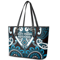 Aotearoa Ngati Porou Leather Tote Bag Maori Tribal Pattern