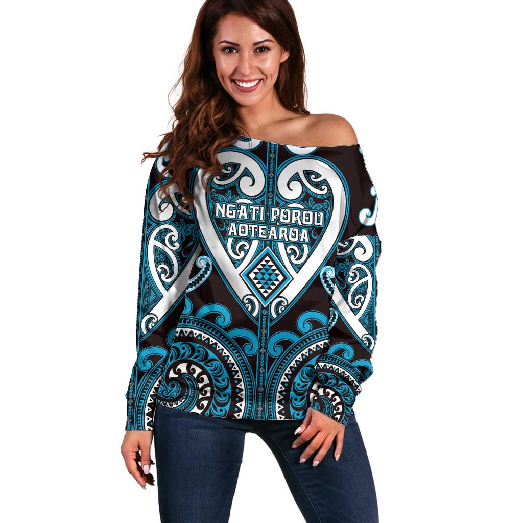 Custom Aotearoa Ngati Porou Off Shoulder Sweater Maori Tribal Pattern