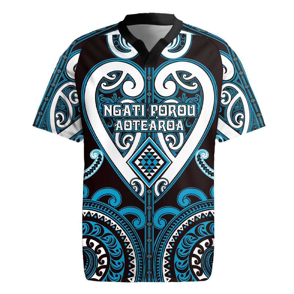 Custom Aotearoa Ngati Porou Rugby Jersey Maori Tribal Pattern LT05 Blue - Polynesian Pride