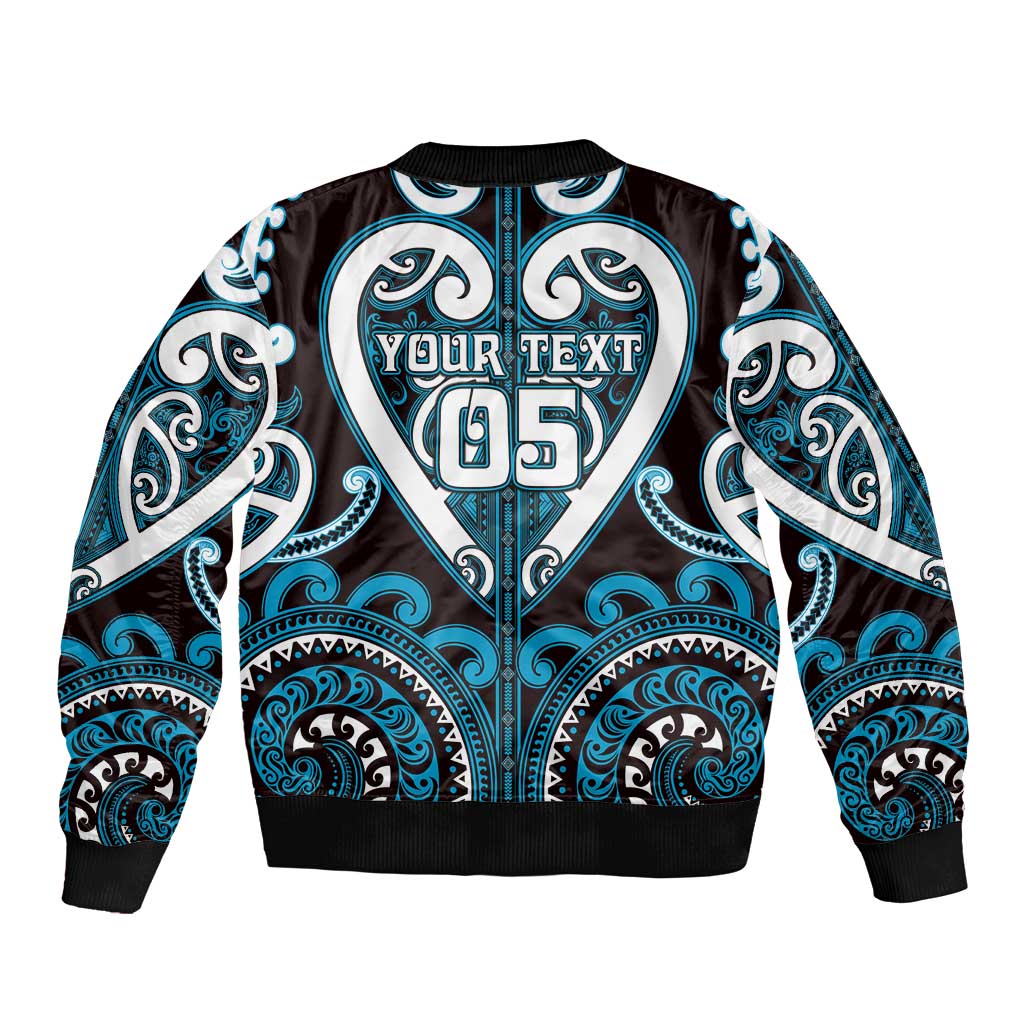 Custom Aotearoa Ngati Porou Sleeve Zip Bomber Jacket Maori Tribal Pattern