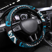 Aotearoa Ngati Porou Steering Wheel Cover Maori Tribal Pattern LT05 Universal Fit Blue - Polynesian Pride