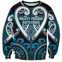 Custom Aotearoa Ngati Porou Sweatshirt Maori Tribal Pattern LT05 Unisex Blue - Polynesian Pride
