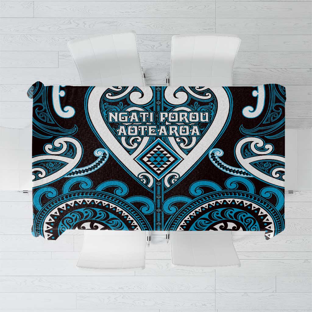 Aotearoa Ngati Porou Tablecloth Maori Tribal Pattern LT05 Blue - Polynesian Pride
