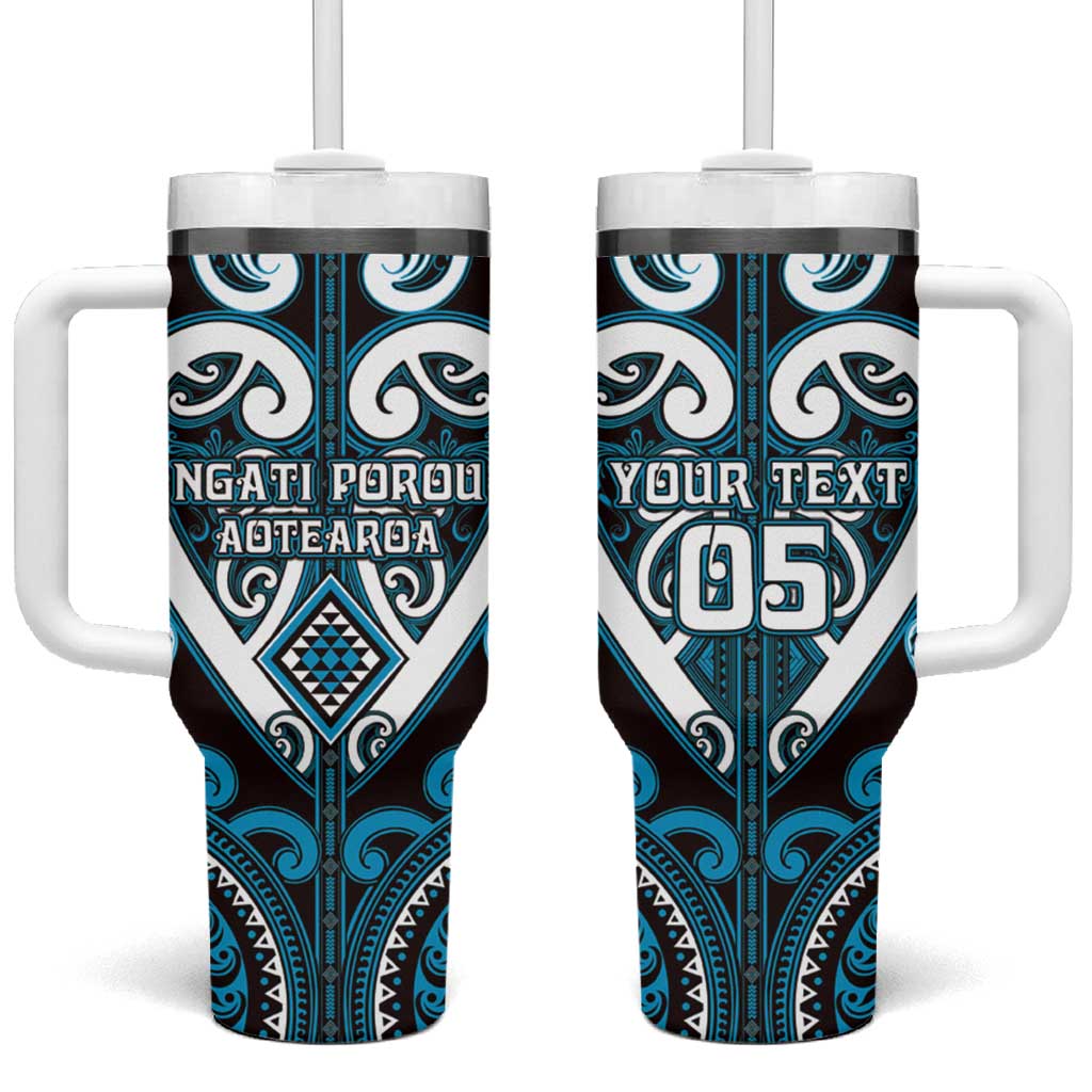 Custom Aotearoa Ngati Porou Tumbler With Handle Maori Tribal Pattern