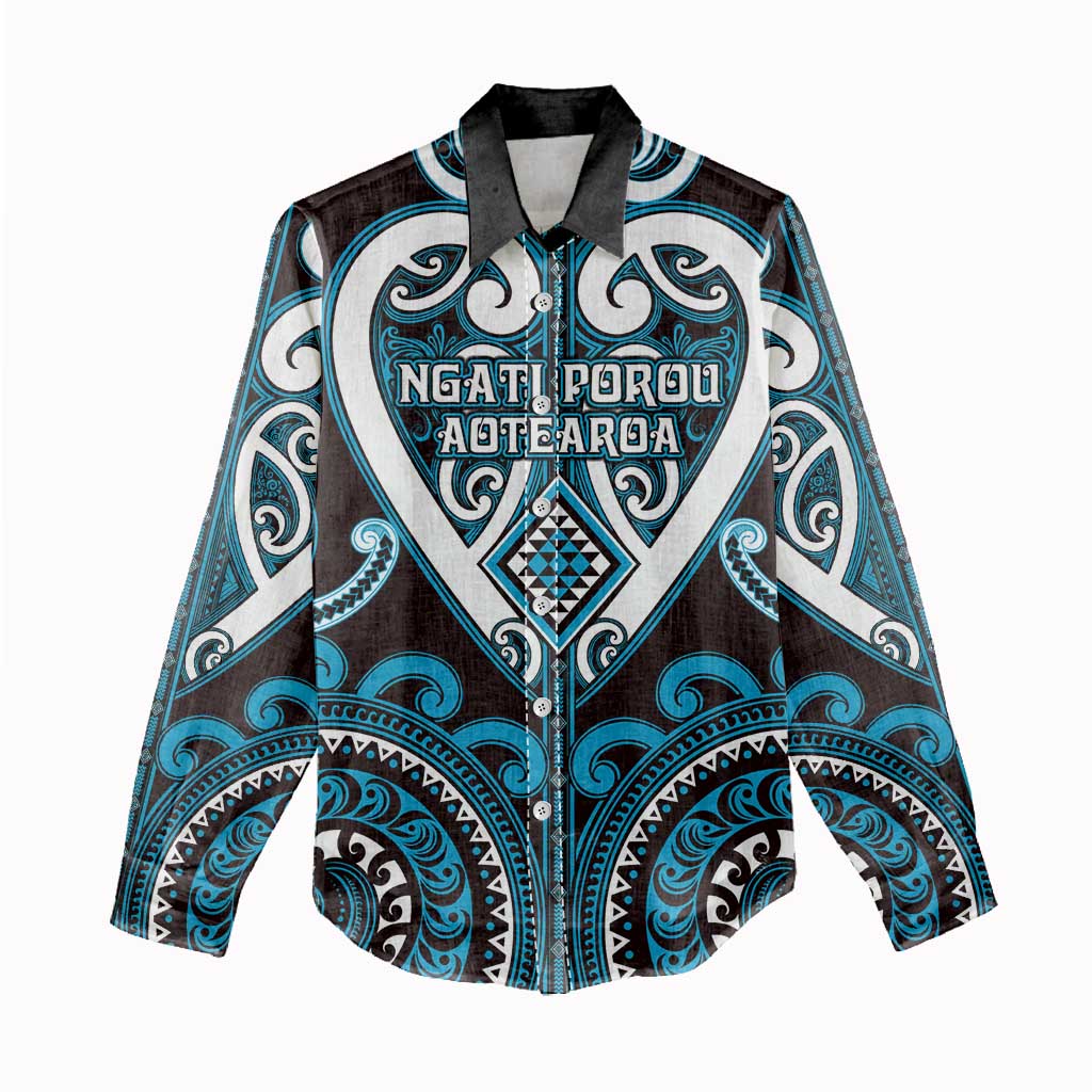 Custom Aotearoa Ngati Porou Women Casual Shirt Maori Tribal Pattern