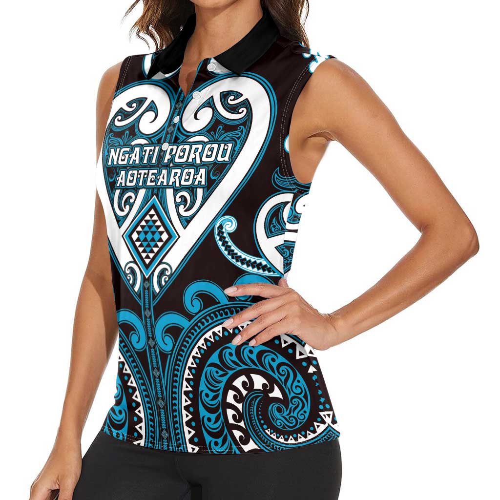Custom Aotearoa Ngati Porou Women Sleeveless Polo Shirt Maori Tribal Pattern