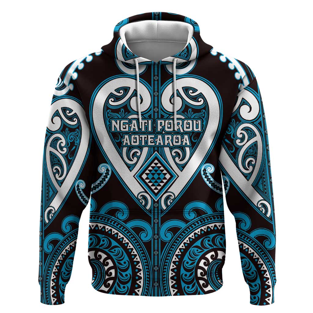 Custom Aotearoa Ngati Porou Zip Hoodie Maori Tribal Pattern