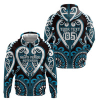 Custom Aotearoa Ngati Porou Zip Hoodie Maori Tribal Pattern