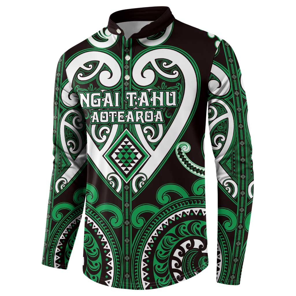 Custom Aotearoa Ngai Tahu Button Sweatshirt Maori Tribal Pattern LT05 - Polynesian Pride