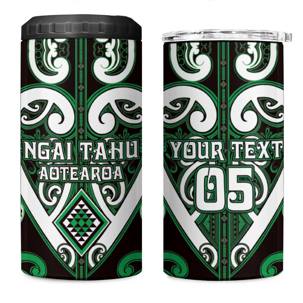 Custom Aotearoa Ngai Tahu 4 in 1 Can Cooler Tumbler Maori Tribal Pattern LT05 One Size: 16 oz Green - Polynesian Pride