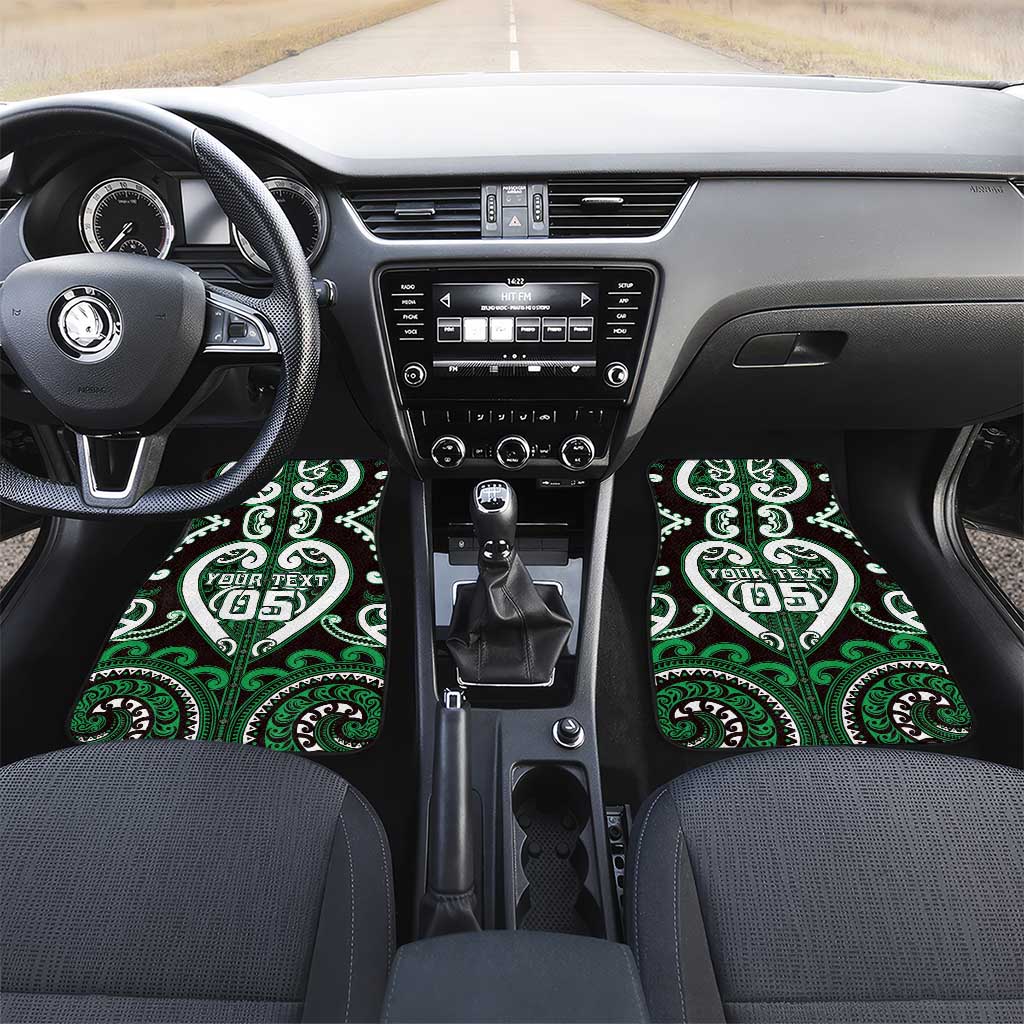 Aotearoa Ngai Tahu Car Mats Maori Tribal Pattern LT05 Set 2pcs - Front Green - Polynesian Pride