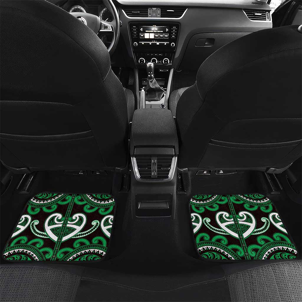Aotearoa Ngai Tahu Car Mats Maori Tribal Pattern LT05 Set 2pcs - Back Green - Polynesian Pride