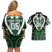 Custom Aotearoa Ngai Tahu Couples Matching Off Shoulder Short Dress and Hawaiian Shirt Maori Tribal Pattern LT05 - Polynesian Pride