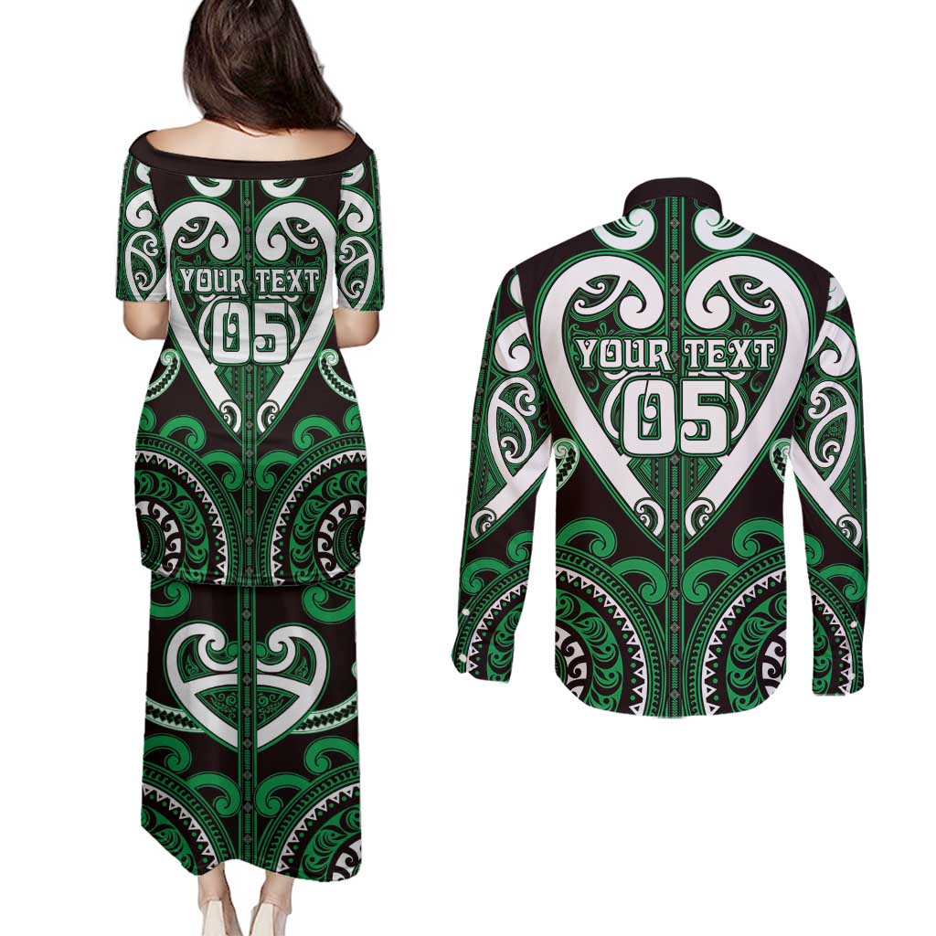 Custom Aotearoa Ngai Tahu Couples Matching Puletasi and Long Sleeve Button Shirt Maori Tribal Pattern LT05 - Polynesian Pride