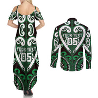Custom Aotearoa Ngai Tahu Couples Matching Summer Maxi Dress and Long Sleeve Button Shirt Maori Tribal Pattern LT05 - Polynesian Pride