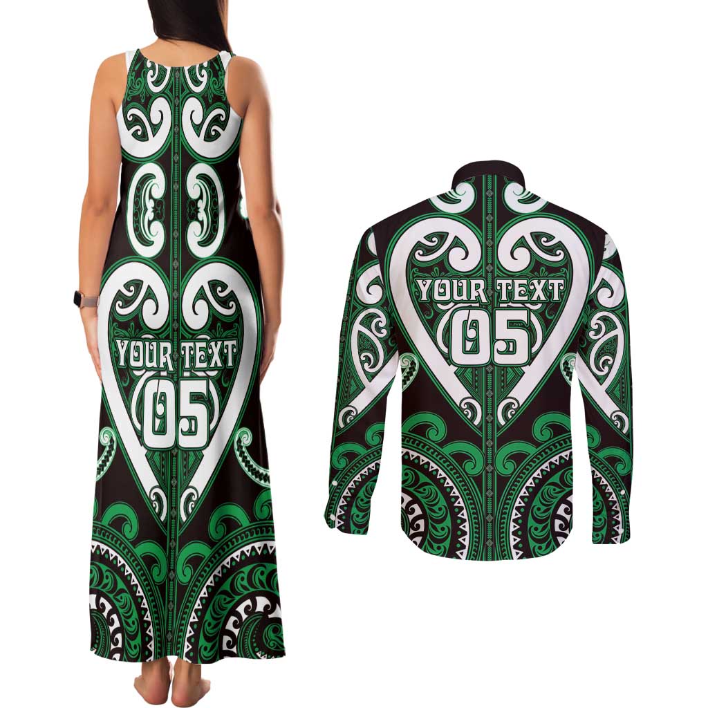 Custom Aotearoa Ngai Tahu Couples Matching Tank Maxi Dress and Long Sleeve Button Shirt Maori Tribal Pattern LT05 - Polynesian Pride