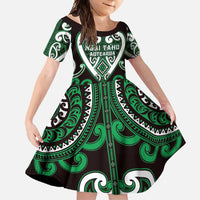 Custom Aotearoa Ngai Tahu Family Matching Off Shoulder Maxi Dress and Hawaiian Shirt Maori Tribal Pattern